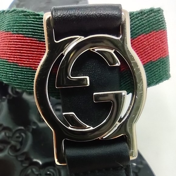 Gucci lifford 37.5 thong double G sandals leather logo ribbon flip flops - Picture 6 of 14